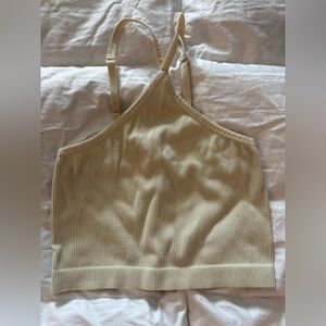 Colsie High Neck Crop Halter • M • pale yellow